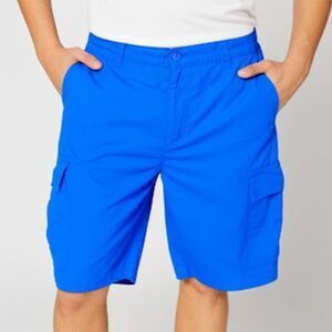 Columbia Sportswear Cotton Cobalt Blue Flat Front Cargo Shorts 10” Size 34 W